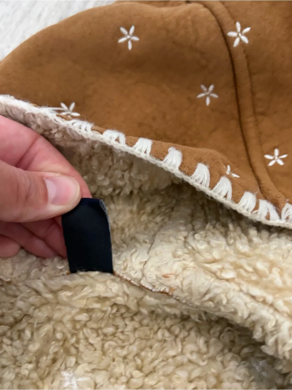 GAP Kids Hooded Coat Faux Suede Nordic Embroidered Shearling Girls 5T Cottage